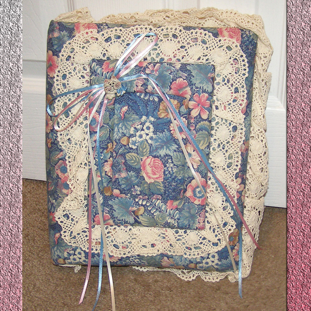 Custom Made Cat Theme Floral Fabric Photo Album
